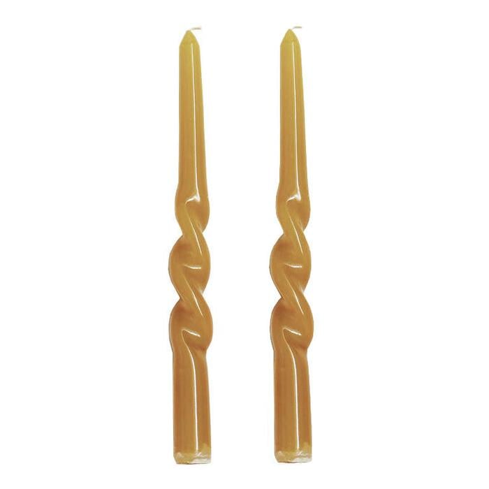 Candles Twisted Dinner Candle Set of 2 - Olive