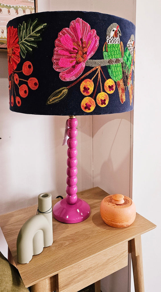 Lamp Shades Drum Lampshade Parrots Midnight Blue