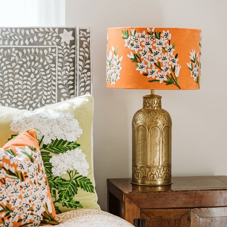 Orange and white lamp shop shade