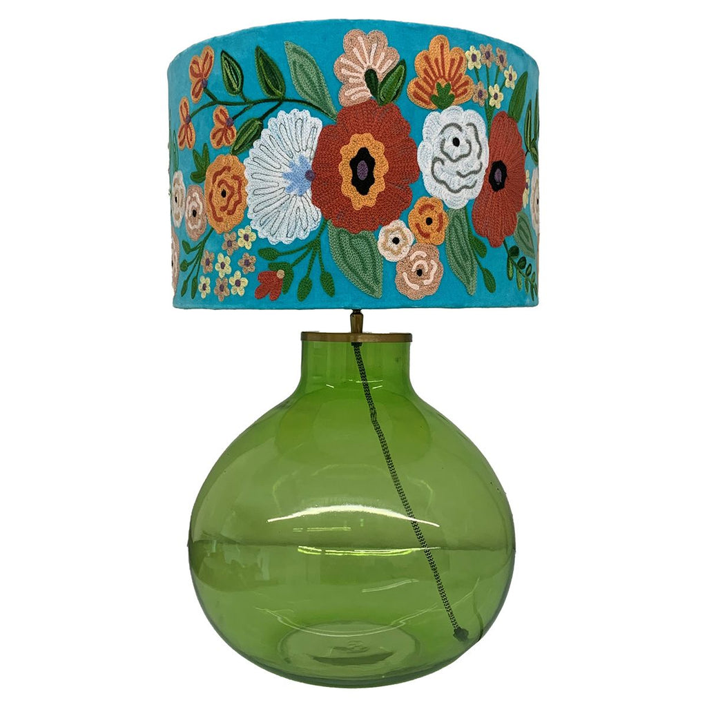 Lamp Shades Drum Shade - Summer Florals - Turquoise