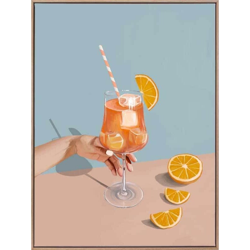 Posters, Prints, & Visual Artwork Aperol Spritz Canvas Art Print Oak Box Frame 75x100CM Ex-Display