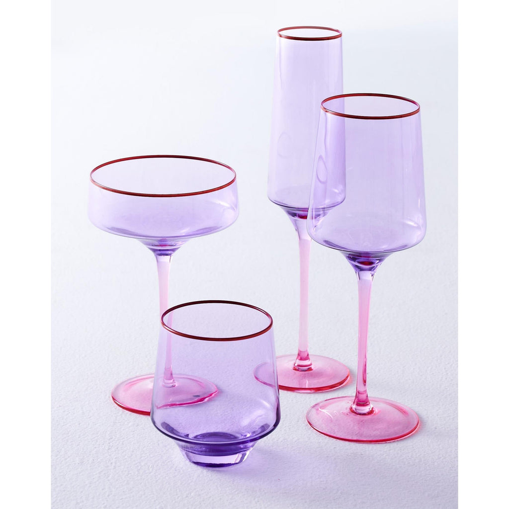 Stemware Lilac Colour Block Margarita Glass Set Of 2