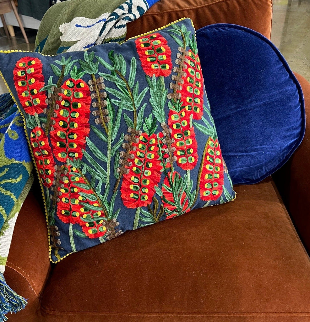 Throw Pillows Cushion - Grevillea - Midnight Blue