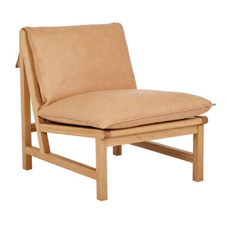 Camel Leather/Light Oak Sketch Cantaloupe Occasional Chair