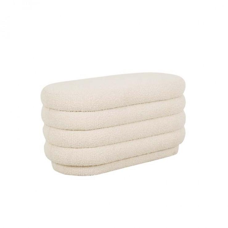 Ottomans Beige Boucle Kennedy Ribbed Oval Ottoman