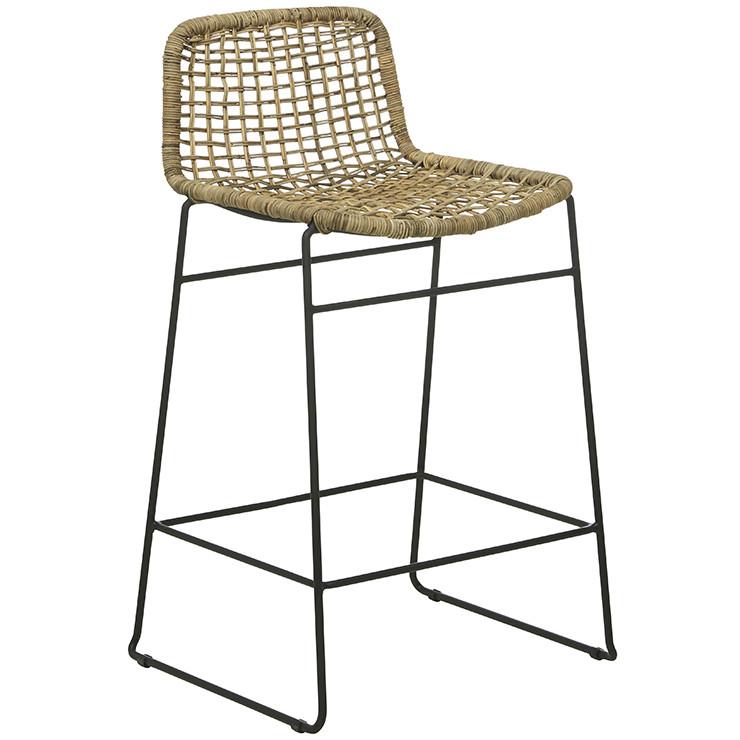 Table & Bar Stools Grey Wash/Black Olivia Open Weave Barstool